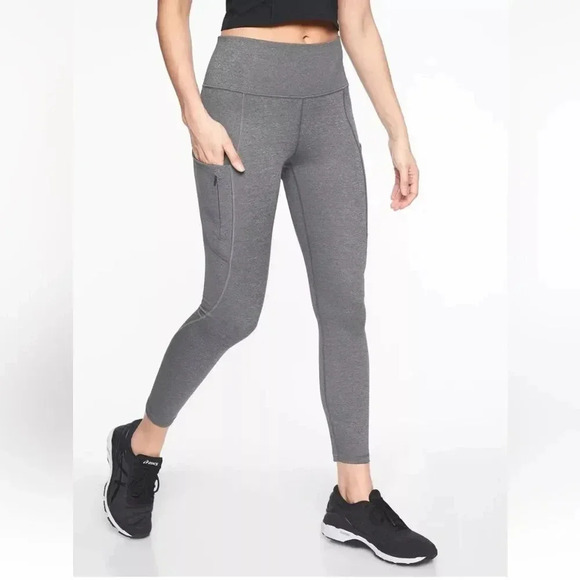 Athleta Marled Gray Up For Anything 7/8 Tight Mid Rise Leggings Small - Picture 1 of 11